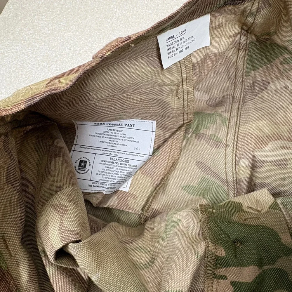 Army Combat Pants Mens Lg Long Flame Resistant Camo Cargo Knee Pad Slot Military